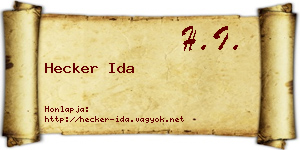 Hecker Ida névjegykártya